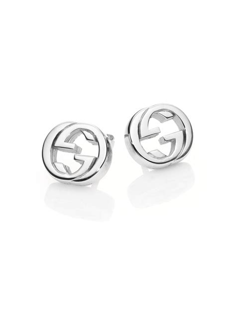 gucci interlocking silver stud earrings|Gucci Stud Earrings .